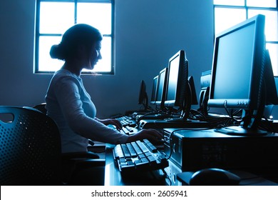 Student In Computer Lab.