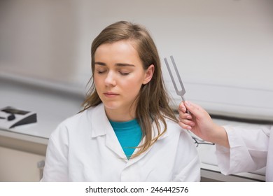 Student Doing A Hearing Test At The University