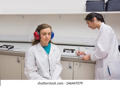 Student Doing A Hearing Test At The University