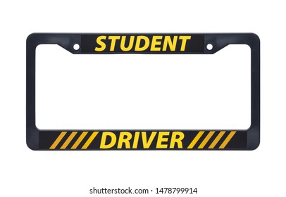 Student Driver License Plate Cover Isolated On White.