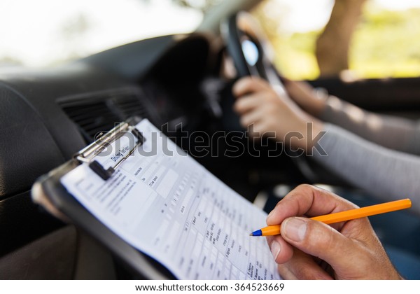 student driver taking driving\
test