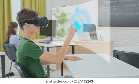 Student Engaging with Advanced VR Interface in Classroom - Powered by Shutterstock - Get 15% off with code: PIKWIZARD15