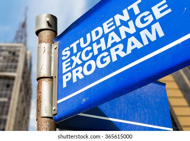 Student Exchange Program Written On Road Sign