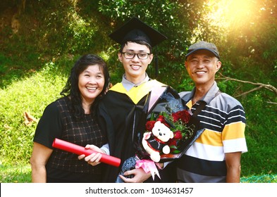 Student And Family Celebrating Graduation Outdoor