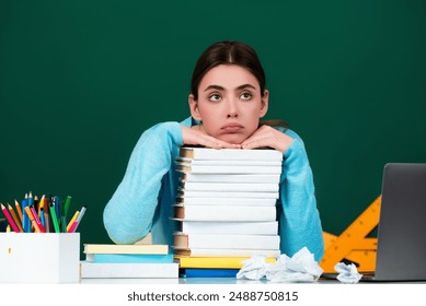 Student girl in classroom. School teenager girl in middle school. Schoolgirl in high school. College student learning in college classroom. Education concept. Lesson and homework in university. - Powered by Shutterstock