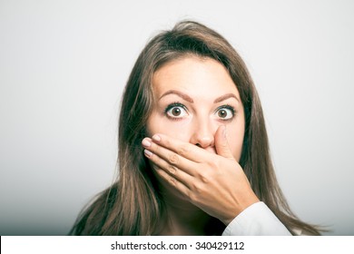 Student Girl Covers Her Mouth Her Stock Photo 340429112 | Shutterstock