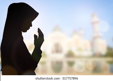 Student kindness muslim women wear hijab prayer white sky light ray background concept website banner summer dreams soul Asean arabic rise in trust quran to praise heal help health in eid fitr 2017
