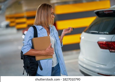 Student Leaving Car In Underground Parking Lot