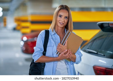 Student Leaving Car In Underground Parking Lot