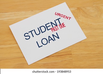 Student Loan Payment Past Due Envelop With Past Due And Urgent Stamps On A Wooden Desk