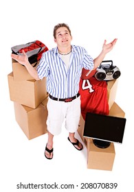 Student: Man Challenged By Moving Boxes And Dorm Stuff