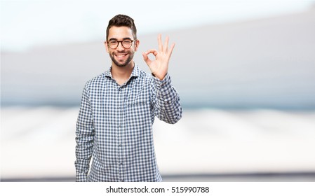 Student Man Doing Okay Symbol