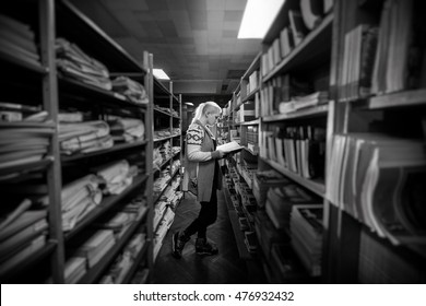 Student on a library