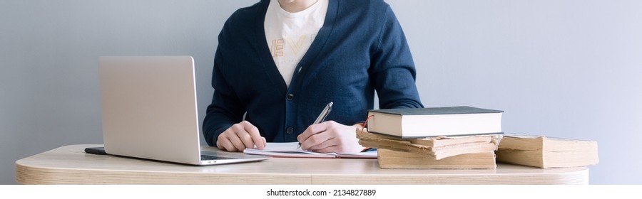 Student Sitting By Desk Studying Using Stock Photo 2134827889 ...