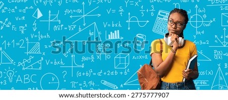 Student Stands in Front of Math Equations While Thinking About Schoolwork During Study Session