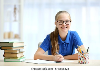 Student  studying in classroom