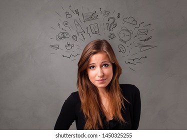 Student thinking with speech bubble concept