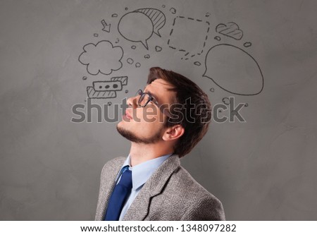 Student thinking with speech bubble concept