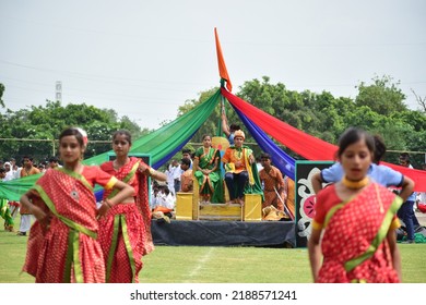 Students Doing Full Dress Rehearsal For Independence Day Of India Celebration. Gurgaon, Haryana, India. August 13, 2018.