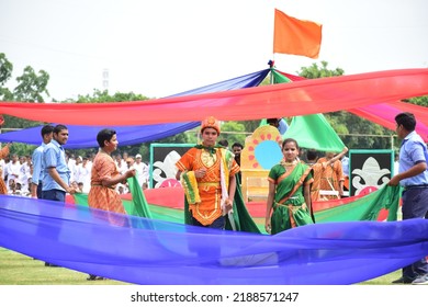 Students Doing Full Dress Rehearsal For Independence Day Of India Celebration. Gurgaon, Haryana, India. August 13, 2018.