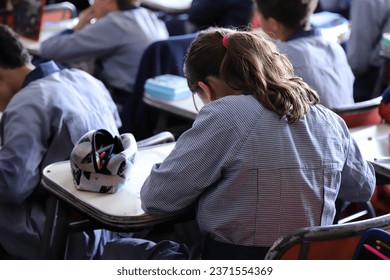 Students doing homework in the classroom. Boys and girls in classes. Primary school students in classes. Students in class at a Catholic school. Education. Children learning at school. - Powered by Shutterstock