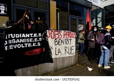 Students Gather To Protest Against Isolation And Precariousness At The Universite Libre De Bruxelles In Brussels, Belgium On March 1st, 2021.