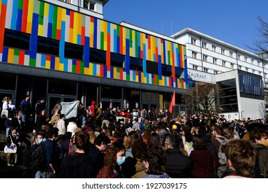 Students Gather To Protest Against Isolation And Precariousness At The Universite Libre De Bruxelles In Brussels, Belgium On March 1st, 2021.