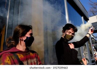 Students Gather To Protest Against Isolation And Precariousness At The Universite Libre De Bruxelles In Brussels, Belgium On March 1st, 2021.