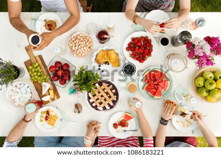 Similar – Image, Stock Photo Apple pie in flower shape on wooden table