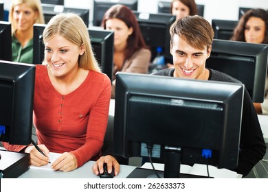 Students Learning In Computer Lab 