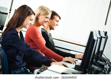 Students Learning In Computer Lab 