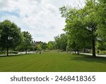 Students on the quad at Duke University in Durham, NC                               