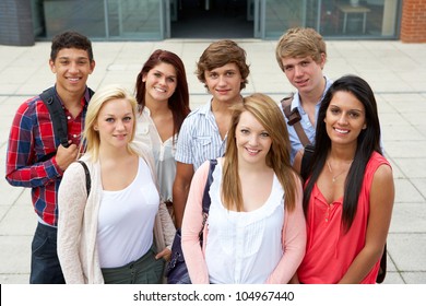 Students outside college - Shutterstock ID 104967440