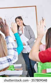 Students Participating In Math Class In High School