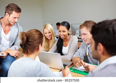 Students In Study Group In Class At University