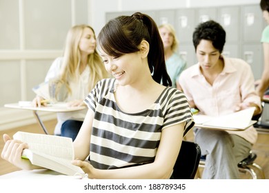 students studying in classroom