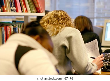 Students Studying at a library