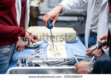 Students use lab tools for experiments. A group of students collaborates on a lab activity, utilizing various tools to conduct experiments and analyze results.