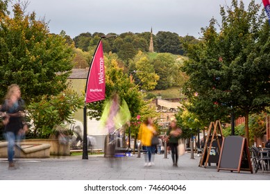 Students Walk In Sheffield University, Yorkshire, UK.