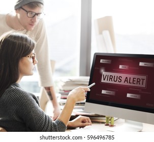 Students working on computer network graphic overlay