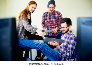 Students working on computers