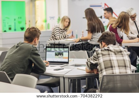 Students Working Together in Science Class