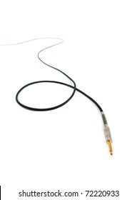 Studio audio or instrument cable extending, twisting  and disappearing in to a white background. 1/4 inch phone connector.