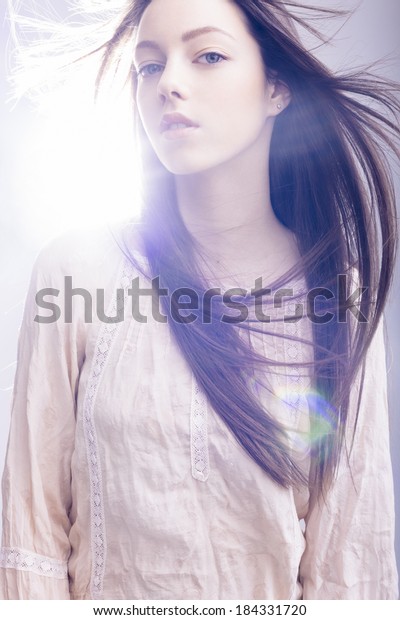 Studio Beauty Portrait Young Beautiful Woman Royalty Free Stock