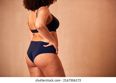 Studio Close Up Shot Of Confident Natural Woman In Underwear Promoting Body Positivity