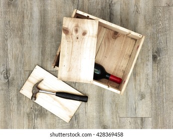 A Studio Close Up Of A Wooden Wine Box