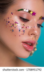 studio closeup beauty portrait with glitter