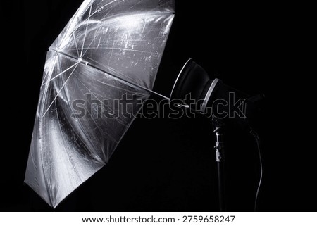 Studio flash. Strobe flash. Flash Light Speedlight with LED modeling light with standard reflector diffuser lampshade and 7-inch reflector.