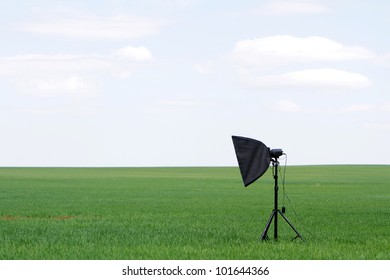 studio lights on natural background