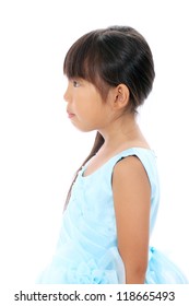 Studio Photo Of Lovely Little Asian Girl, Side View